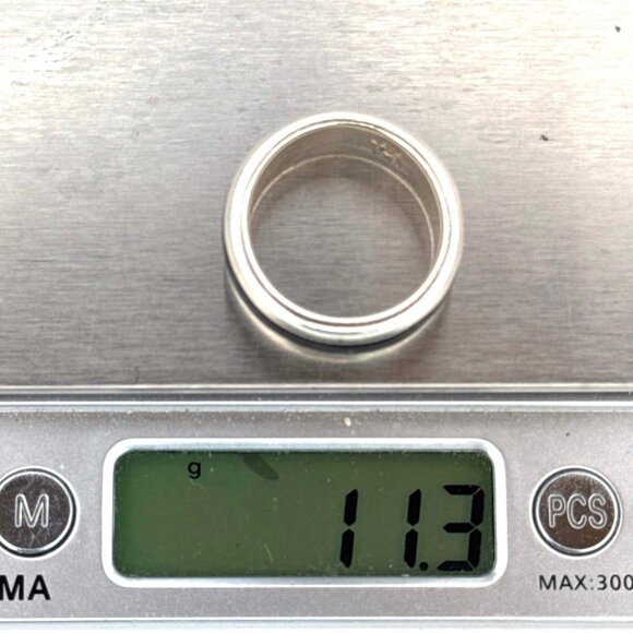 Vintage Neta 925 Sterling Silver & Black Onyx Inlay Band Ring Size 10, 11.3g - Picture 8 of 9